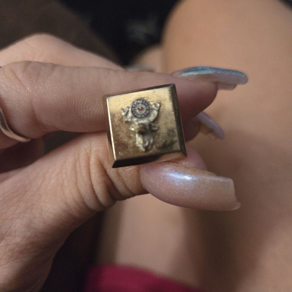 Vintage BPOE Elks Lodge Cufflink Single Gold Tone Elk Head Fraternal 1950s